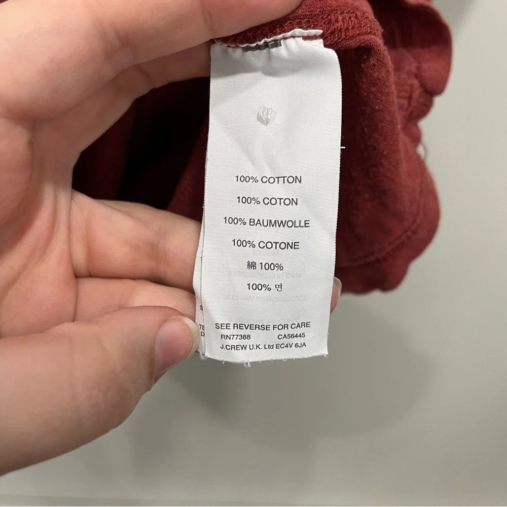J. Crew Slim Broken-In Short Sleeve Henley Cotton Medium Red